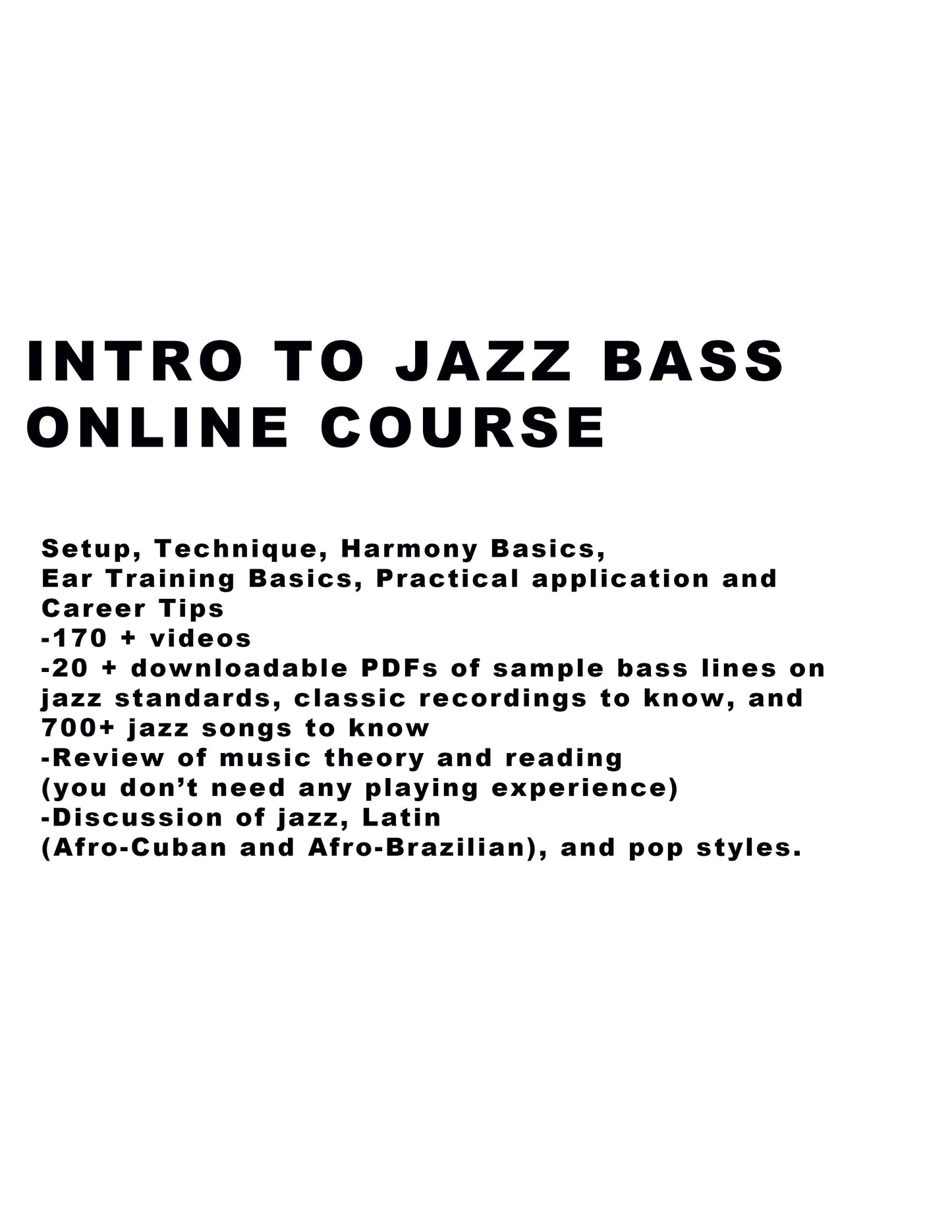 Intro to Jazz Bass Course